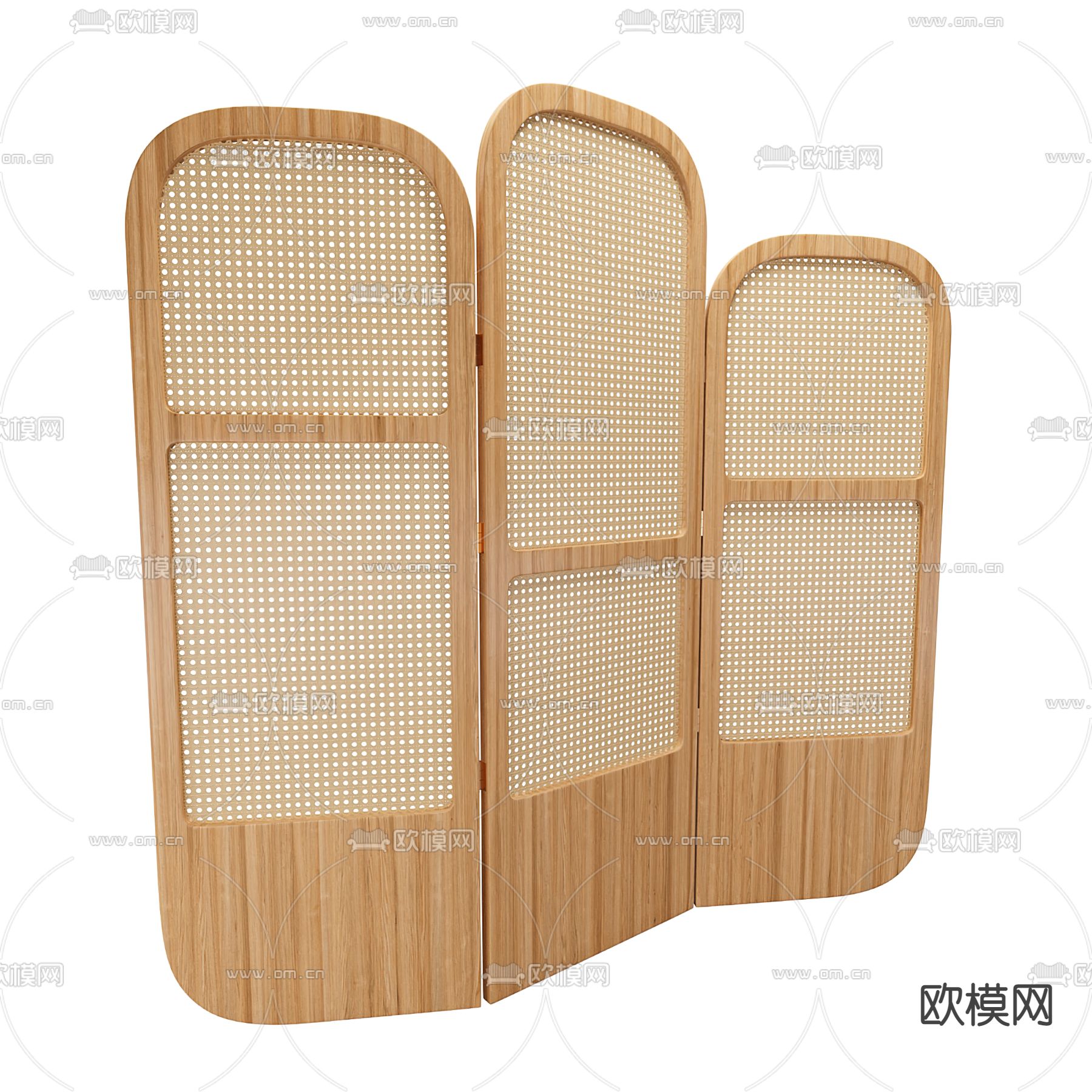 侘寂藤编屏风3d模型下载