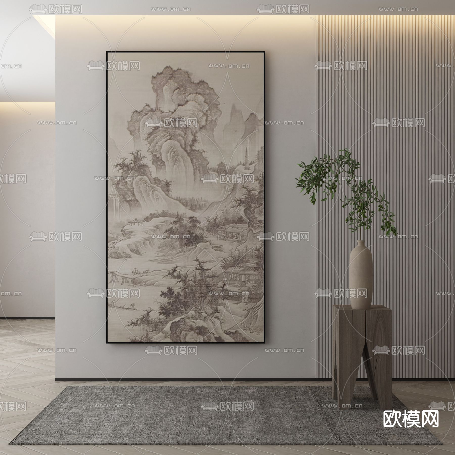 新中式装饰画3d模型下载