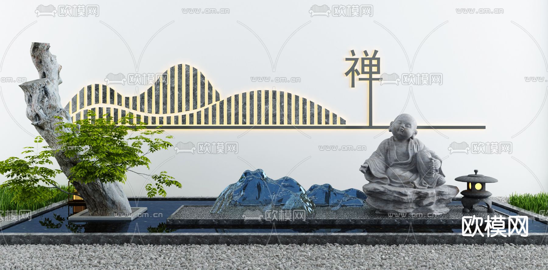 庭院水景 园林景观3d模型下载