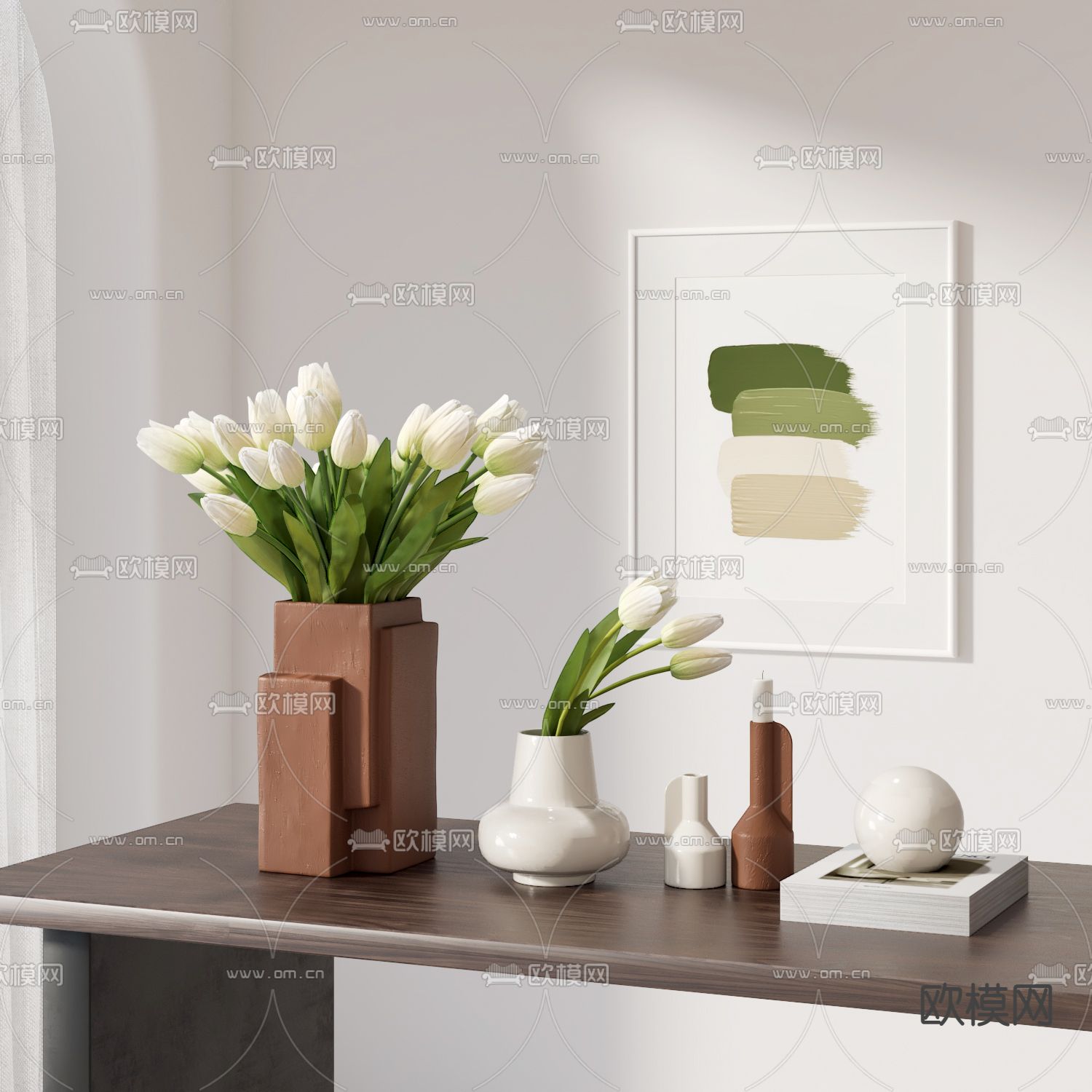 北欧装饰品 鲜花 花瓶3d模型