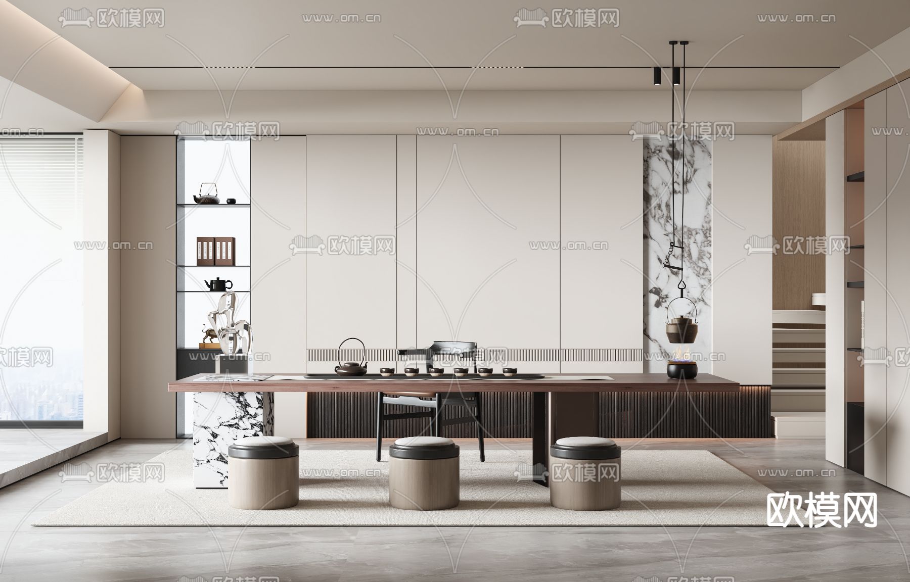 现代茶室3d模型下载（渲染图2）