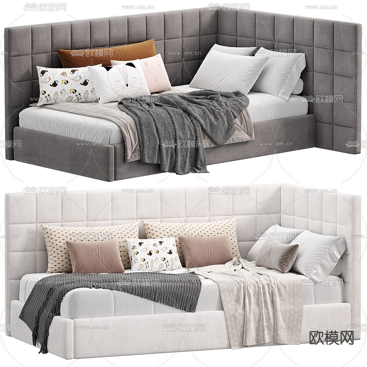 单人床 儿童床3d模型下载（渲染图3）