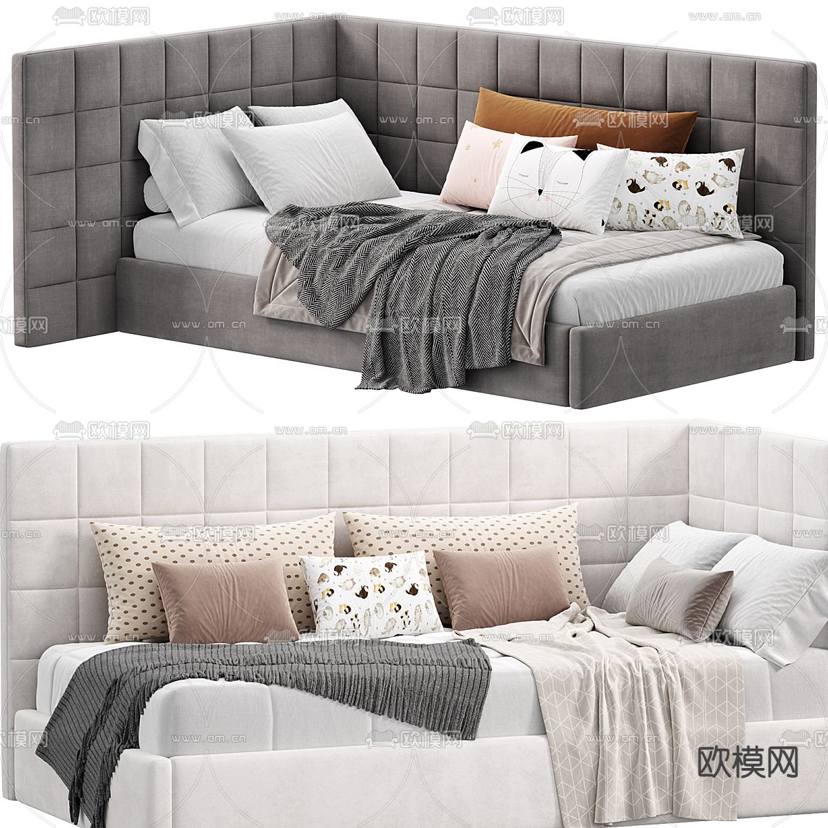 单人床 儿童床3d模型下载（渲染图1）