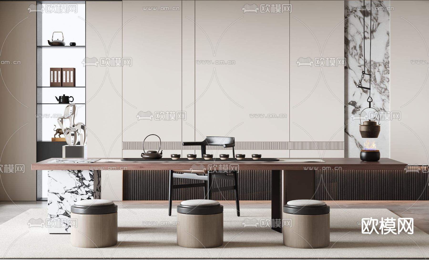现代茶室3d模型下载（渲染图1）