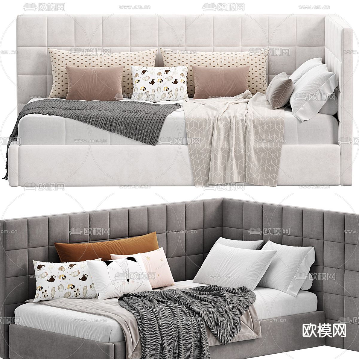 单人床 儿童床3d模型下载（渲染图2）