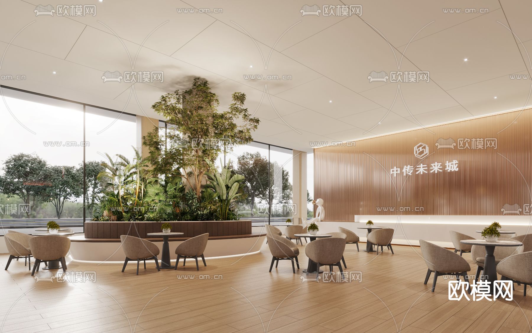售楼中心 接待区3d模型下载（渲染图2）