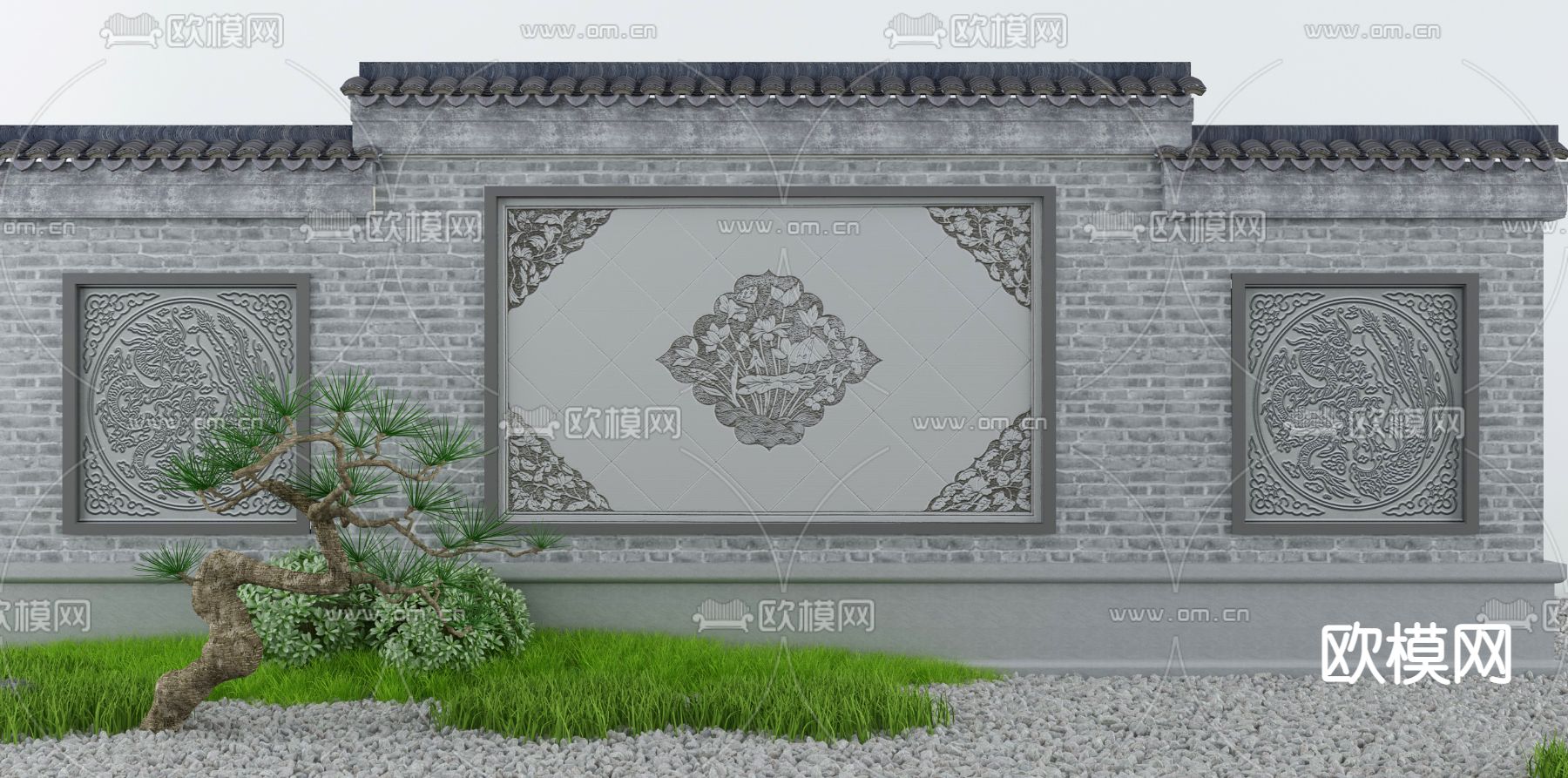 庭院围墙 景观小品3d模型下载