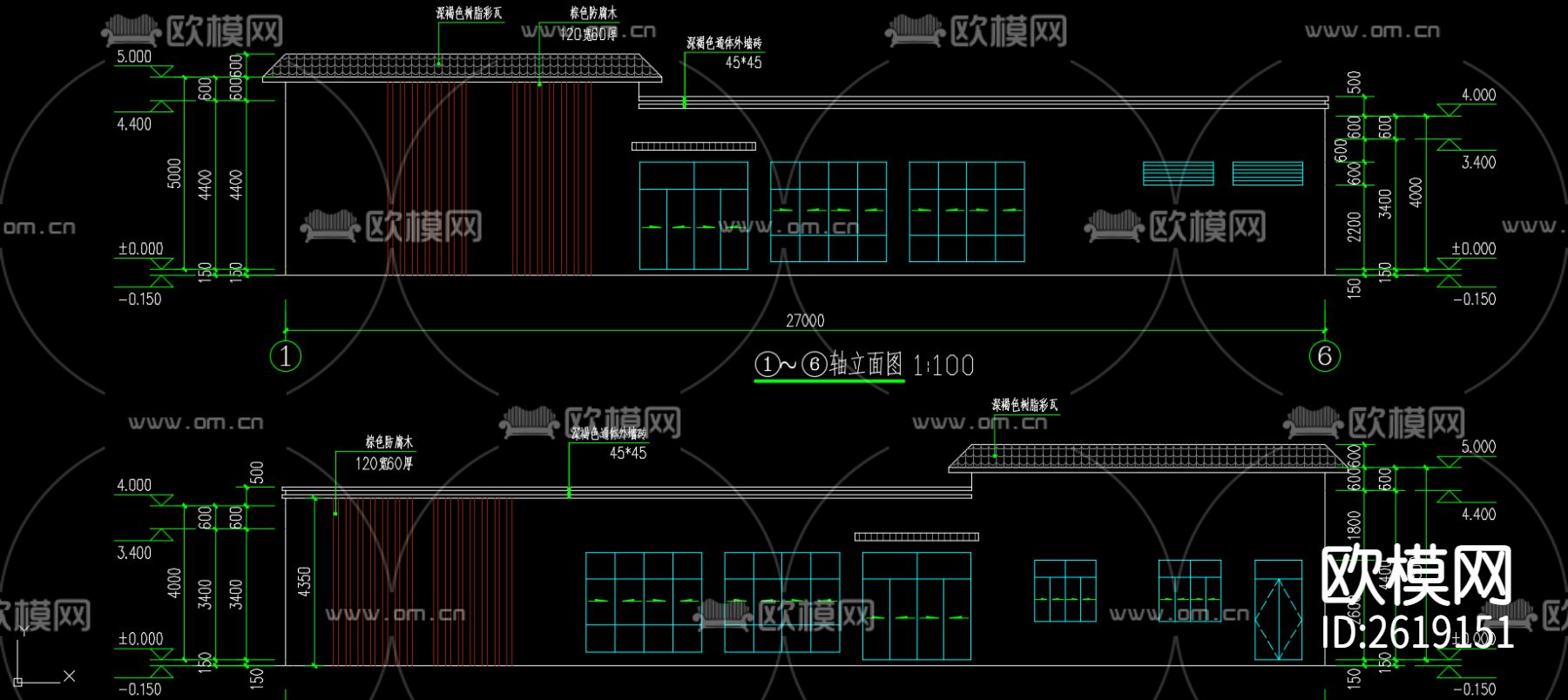 餐厅建筑设计CAD施工图下载（渲染图3）