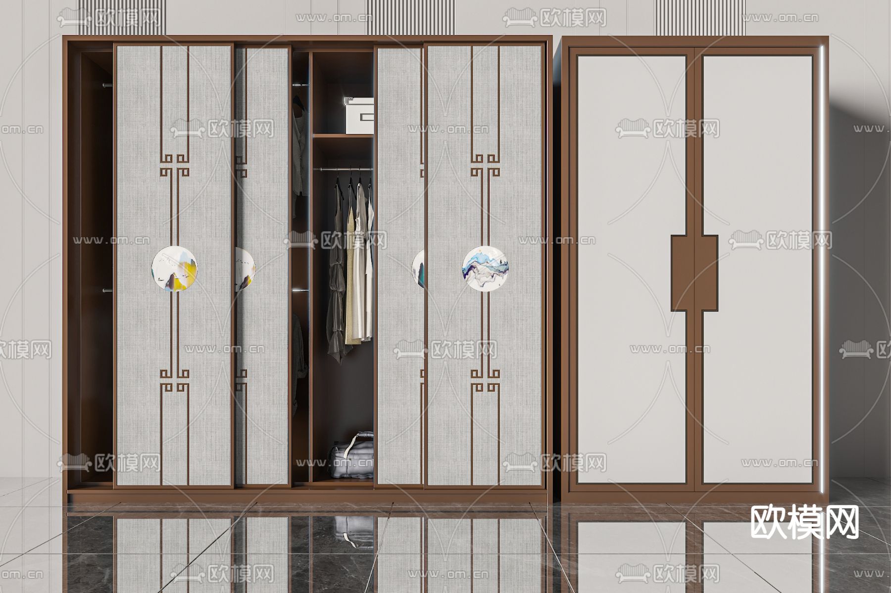 新中式衣橱 衣柜3d模型下载