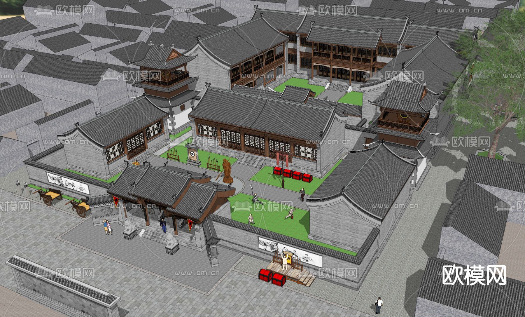 山西古镖局su模型下载（渲染图3）