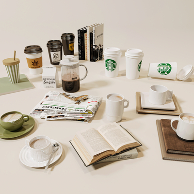  咖啡  杯具su模型 