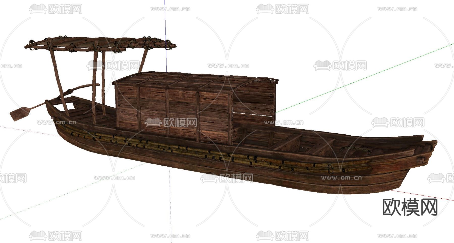 中式木船su模型下载（渲染图2）