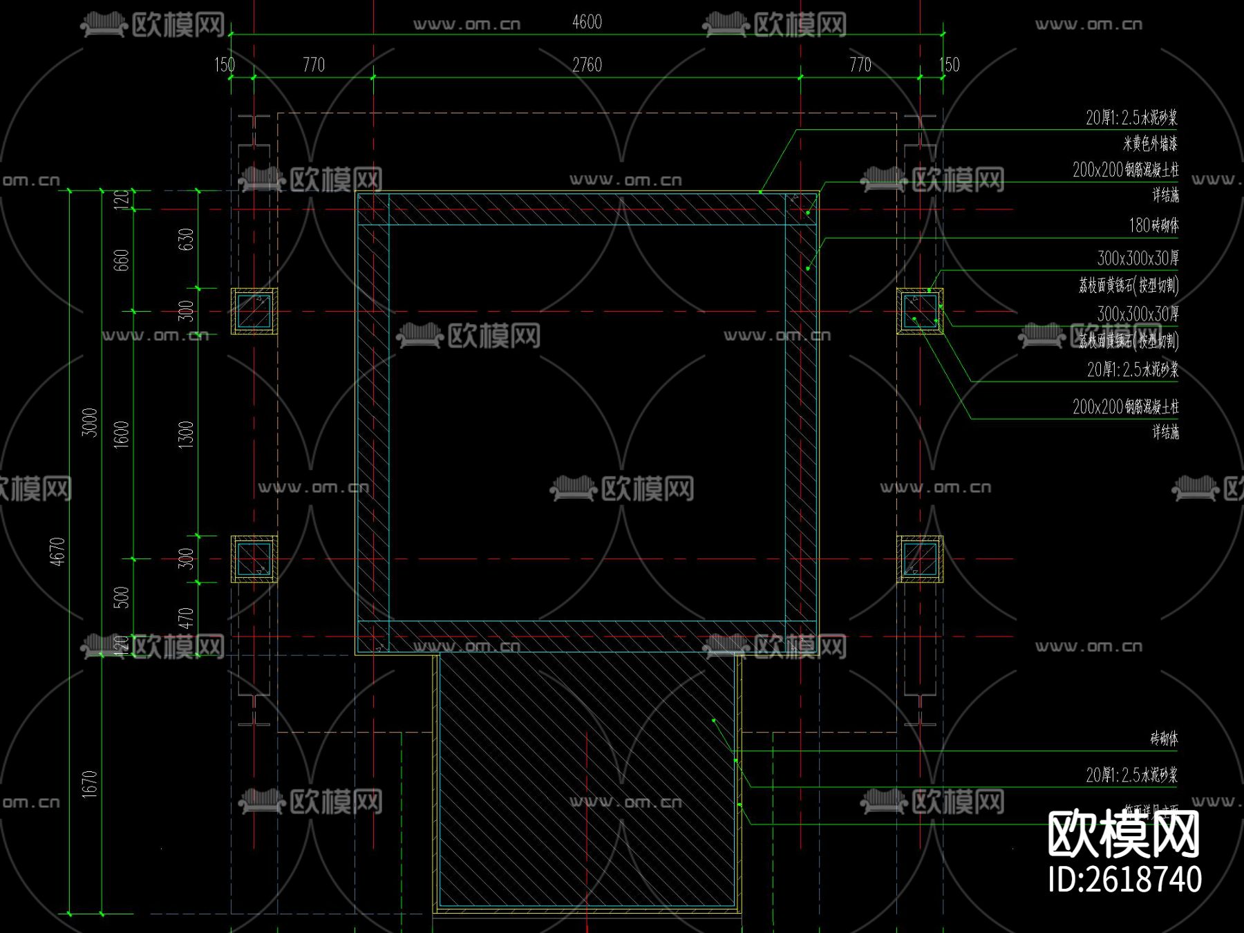 人防出入口廊架CAD施工图下载（渲染图8）
