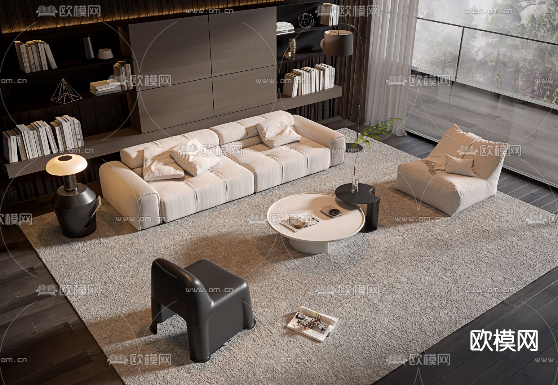 现代组合沙发3d模型下载