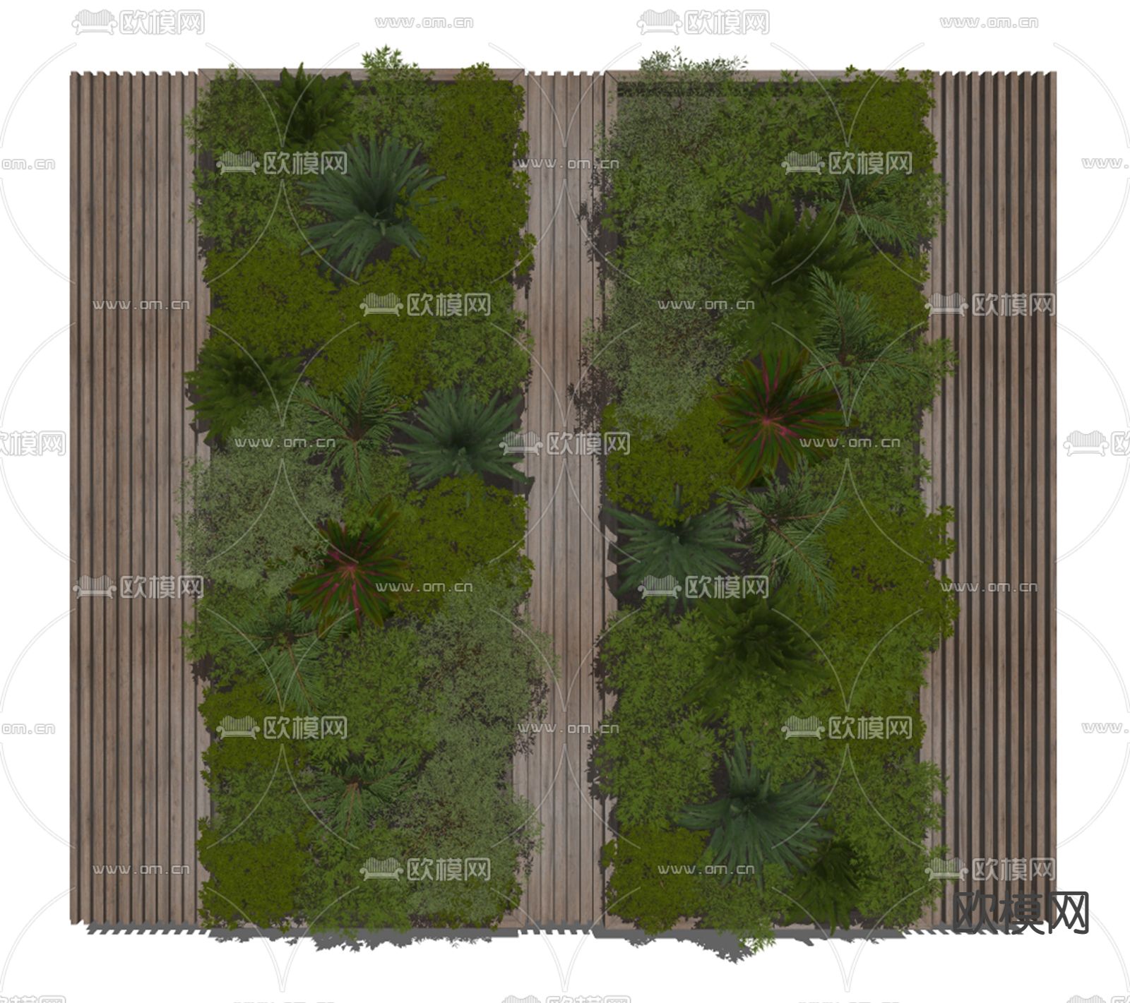 现代植物墙su模型下载（渲染图2）