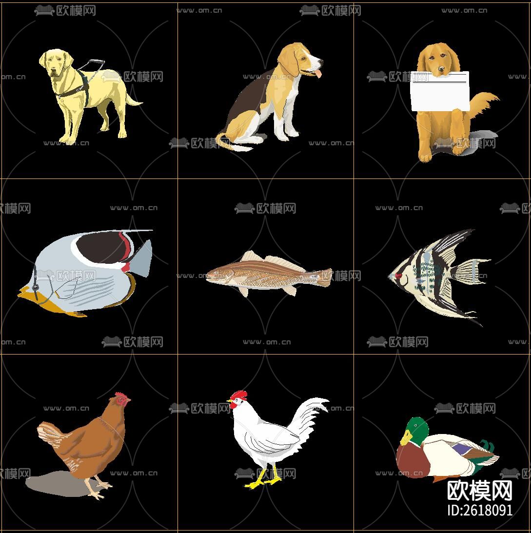 动物填充CAD图库下载（渲染图5）