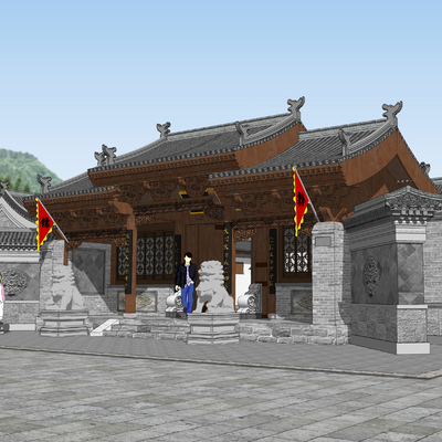  山西古镖局su模型 