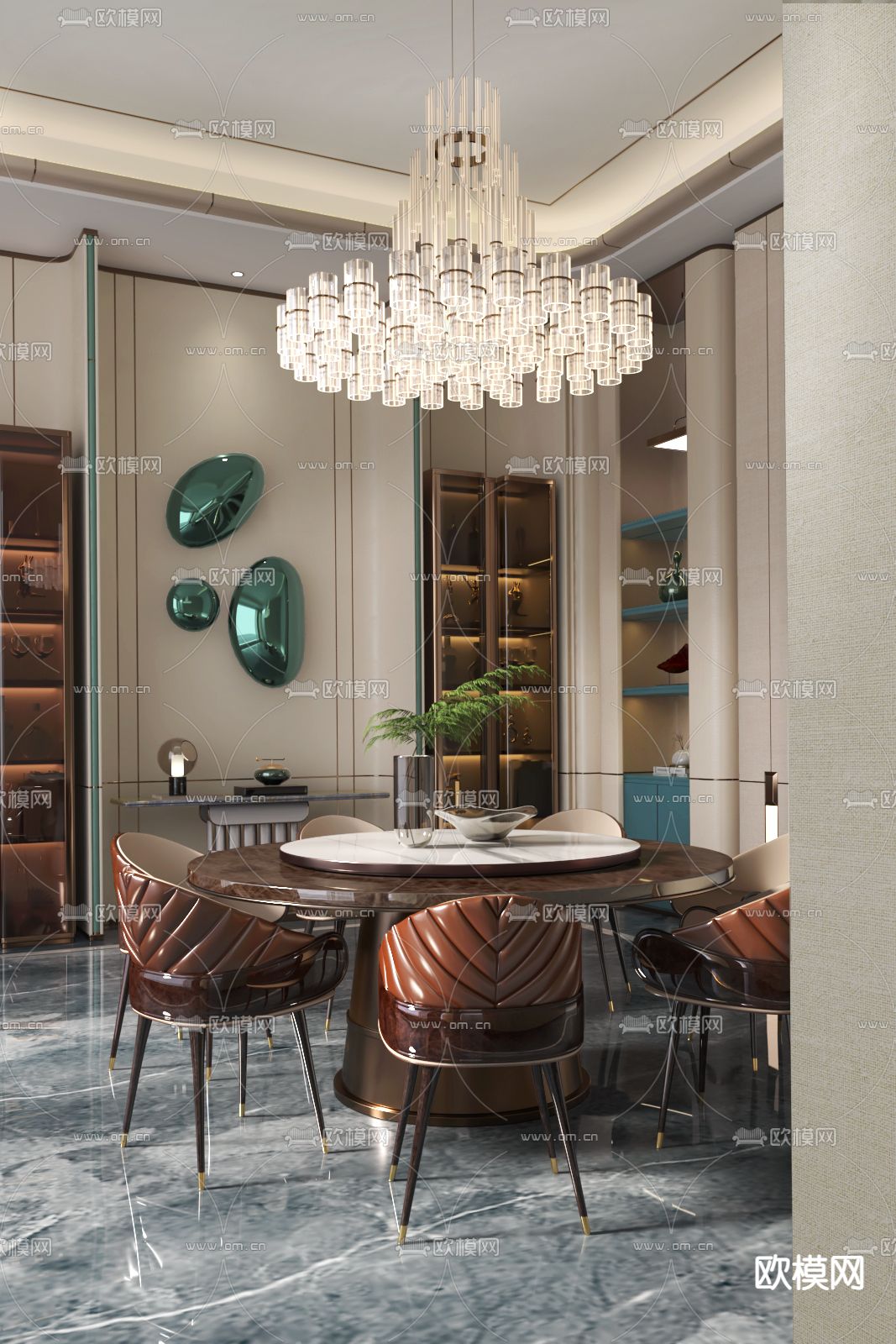 盘石设计 轻奢餐厅3d模型下载