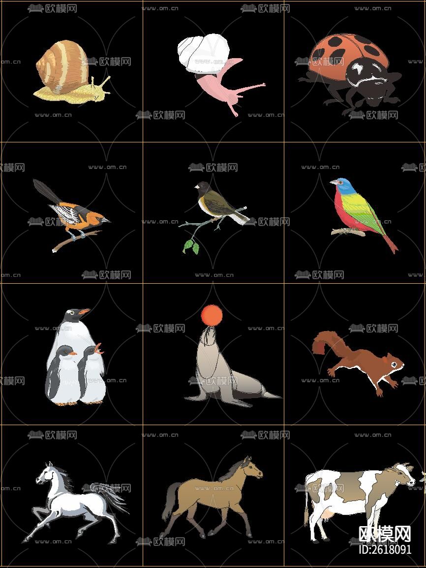 动物填充CAD图库下载（渲染图4）