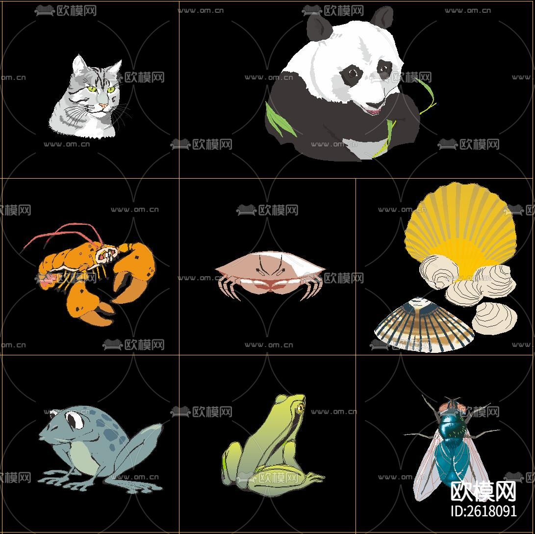 动物填充CAD图库下载（渲染图2）