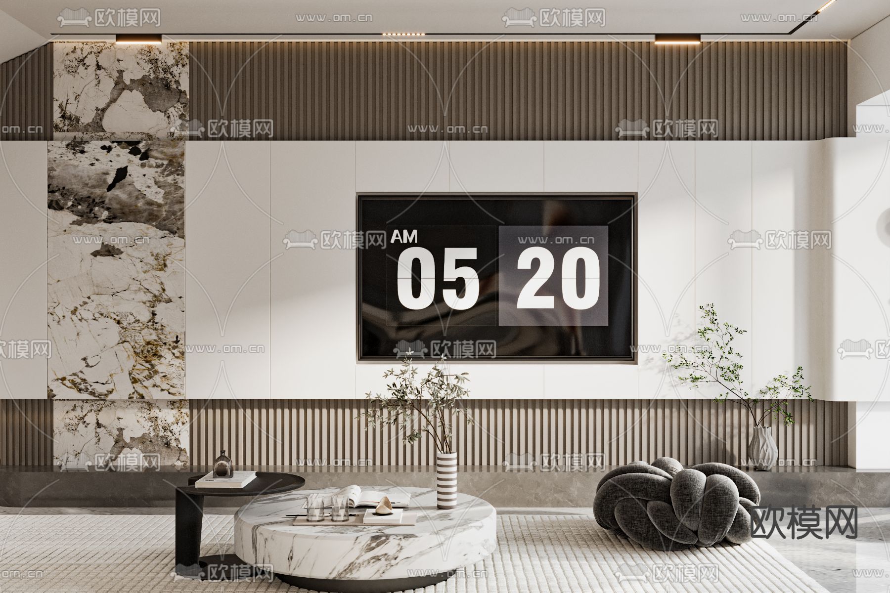 现代客餐厅3d模型下载（渲染图2）