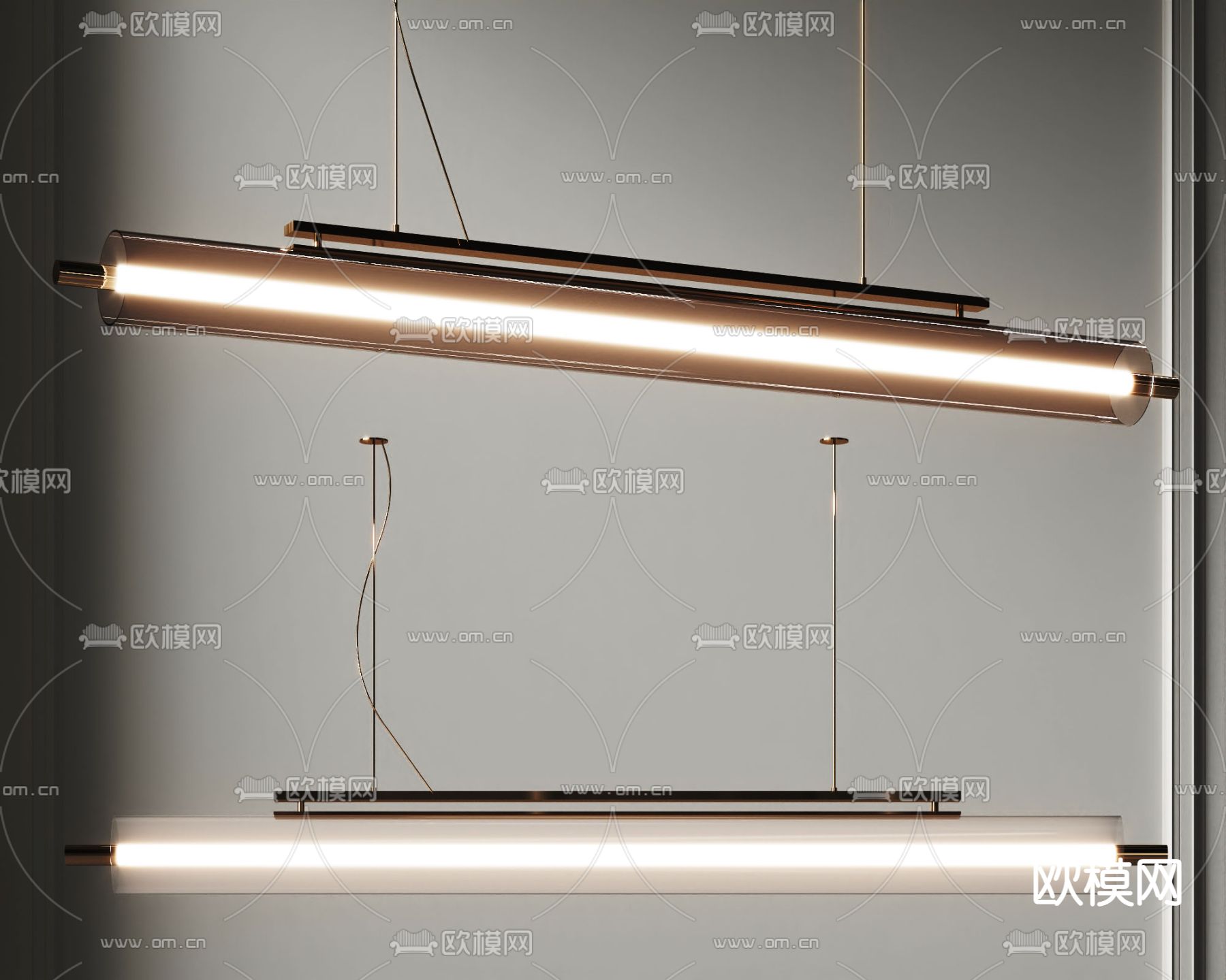 条形吊灯 办公吊灯3d模型