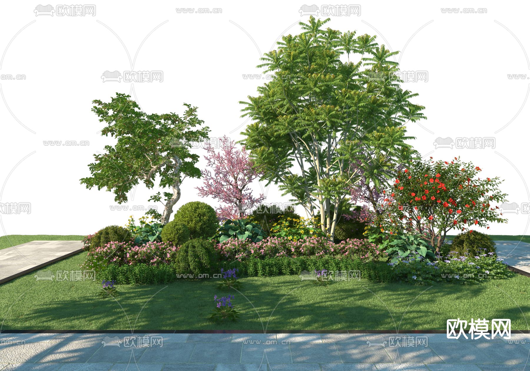 植物堆 景观树su模型下载（渲染图1）