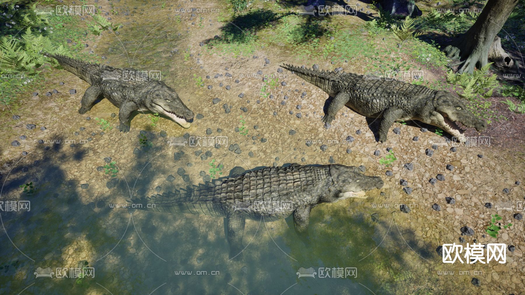 现代鳄鱼su模型下载（渲染图1）