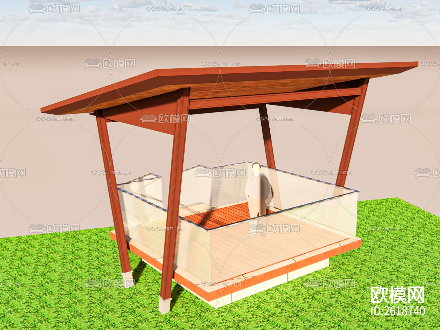 人防出入口廊架CAD施工图下载（渲染图7）