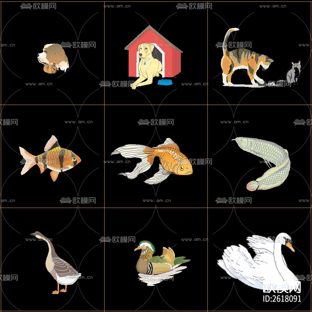 动物填充CAD图库下载（渲染图3）