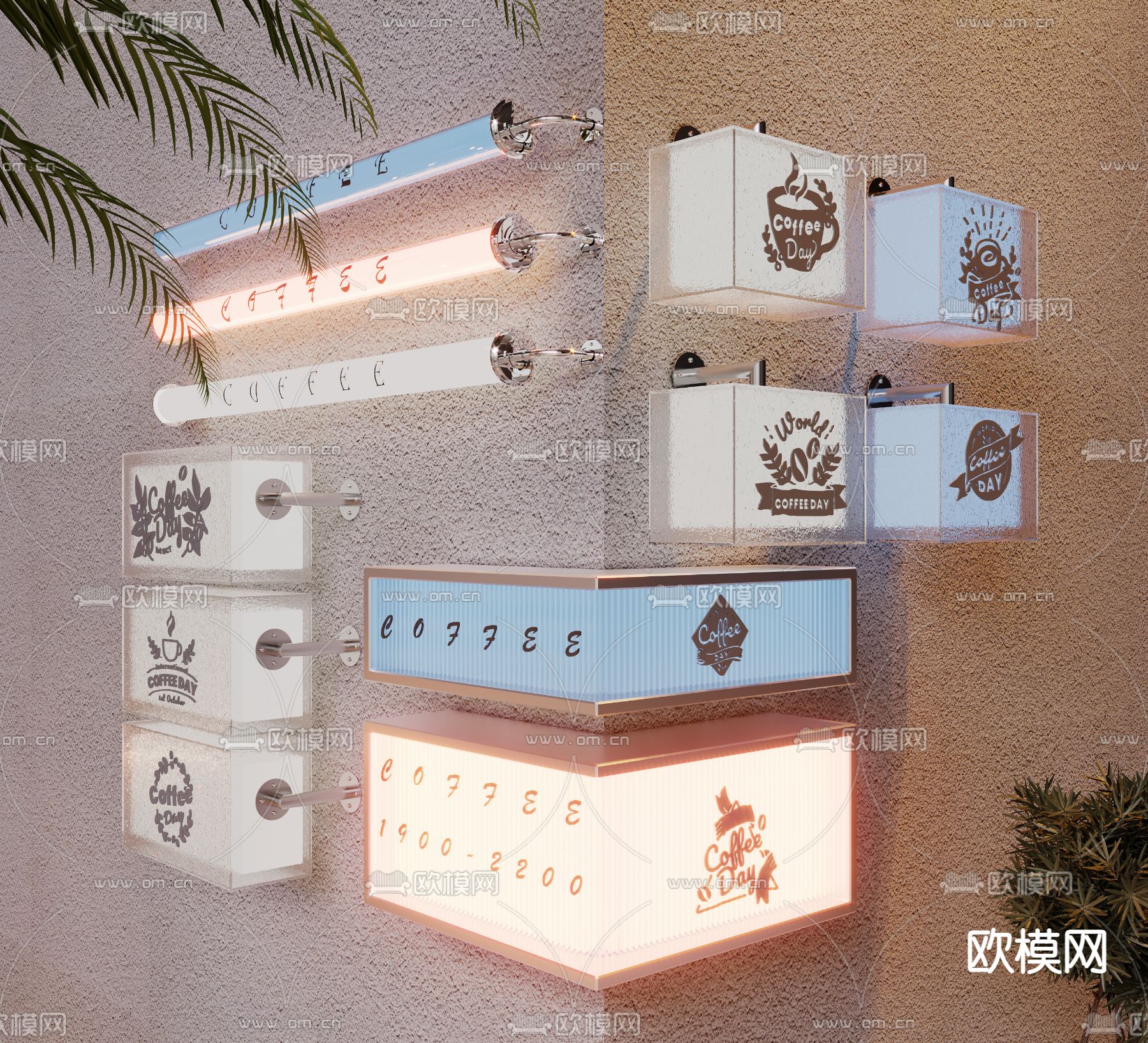 现代亚克力灯箱su模型下载（渲染图1）