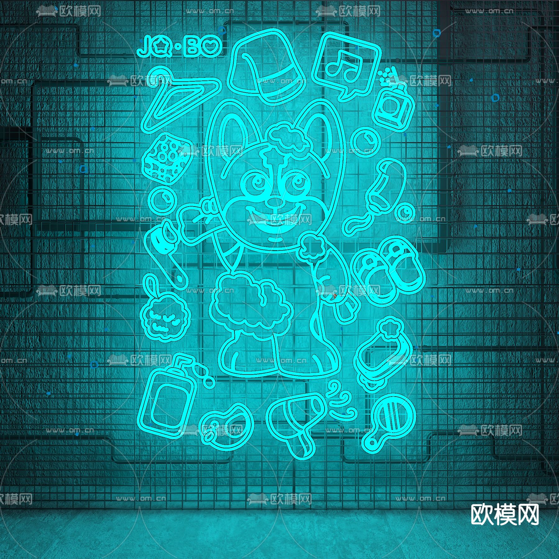 霓虹灯 国潮灯 装饰灯su模型下载（渲染图1）