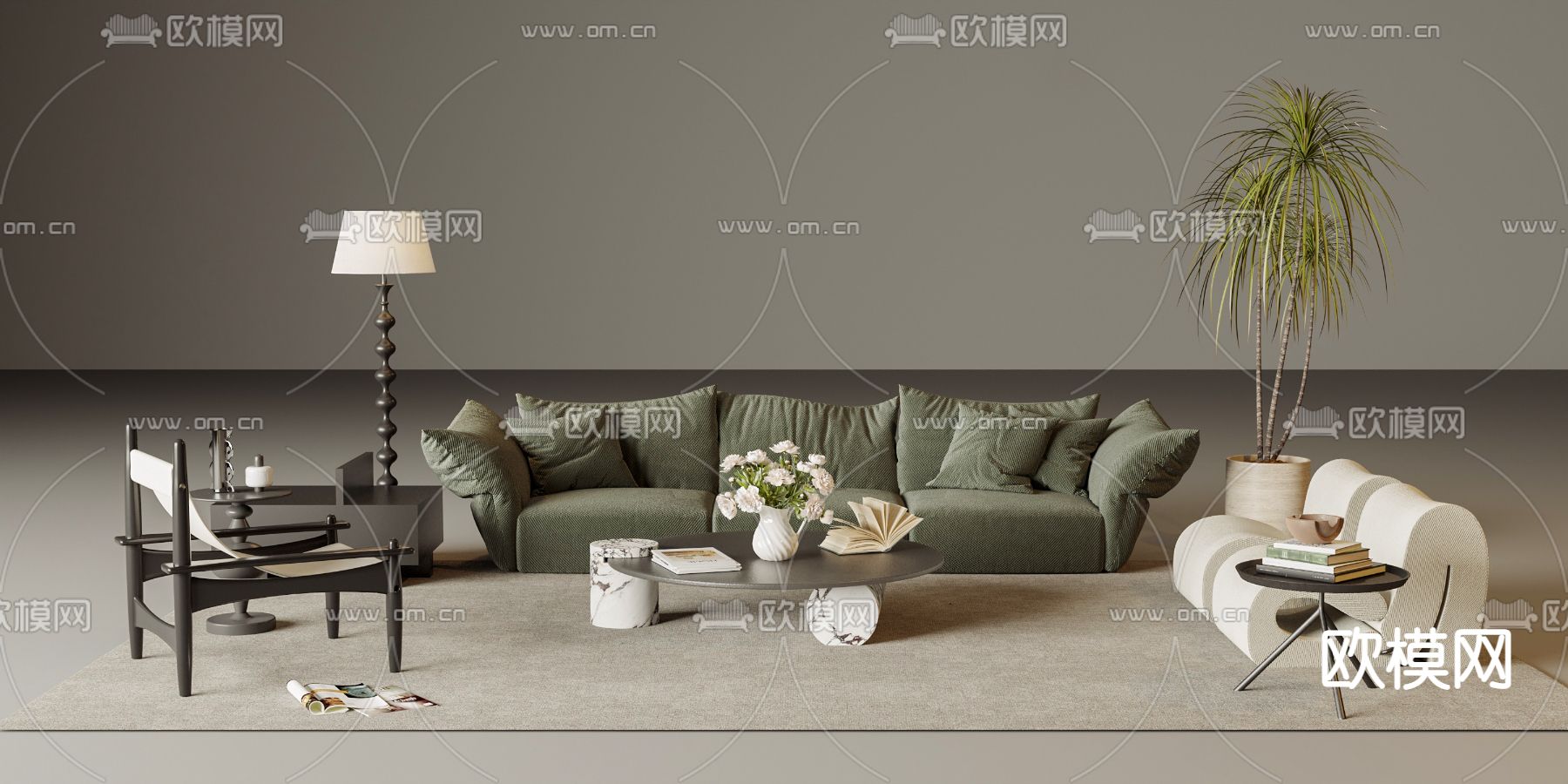 edra 组合沙发3d模型下载（渲染图2）