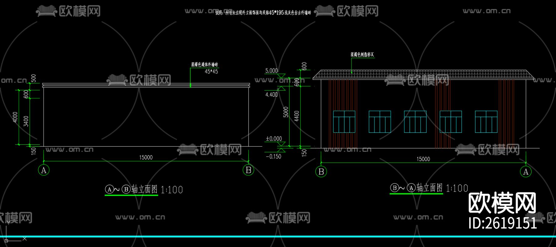 餐厅建筑设计CAD施工图下载（渲染图4）