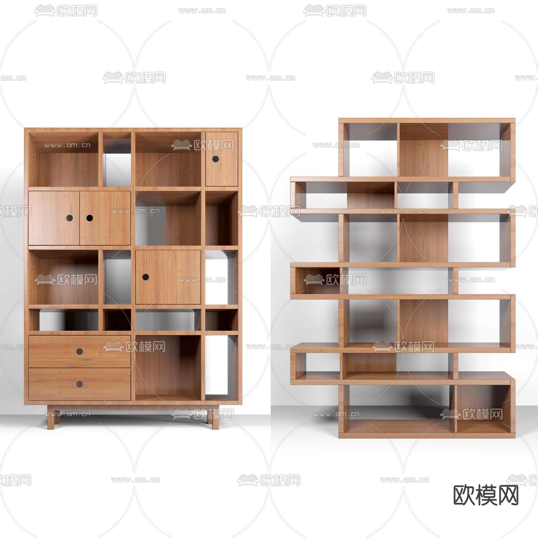 新中式书柜su模型下载（渲染图1）