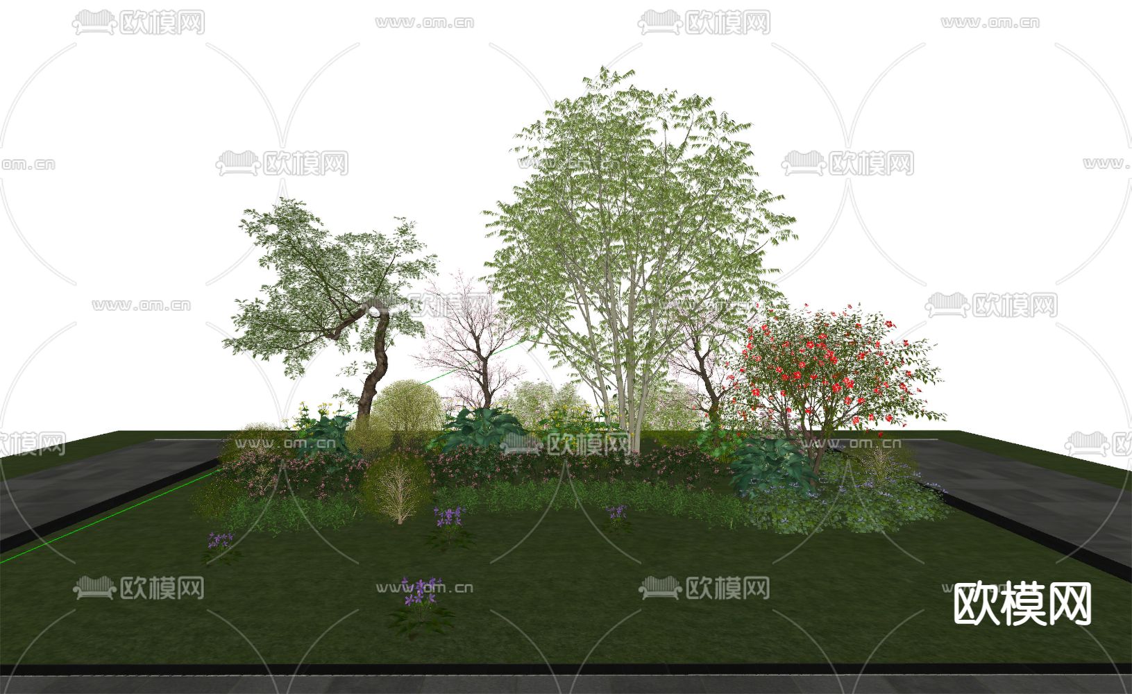 植物堆 景观树su模型下载（渲染图2）