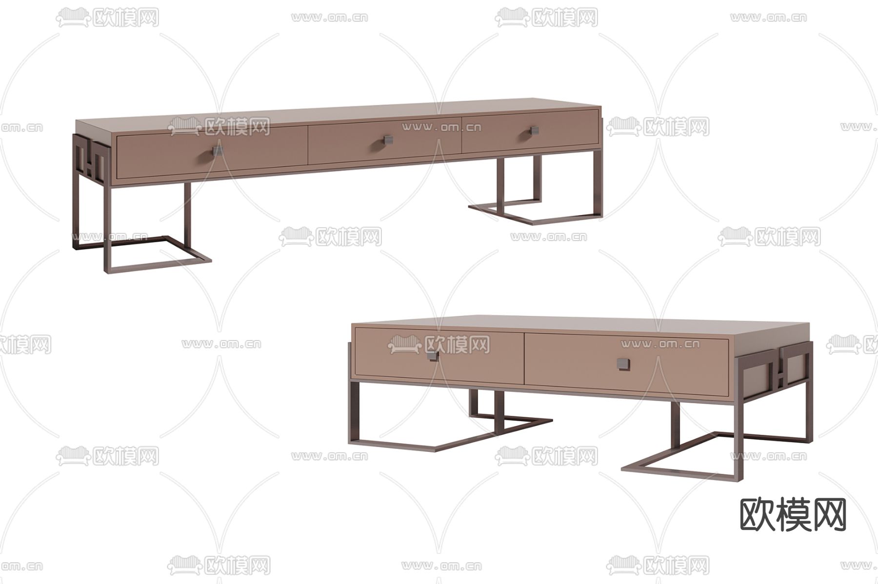 新中式电视柜3d模型下载