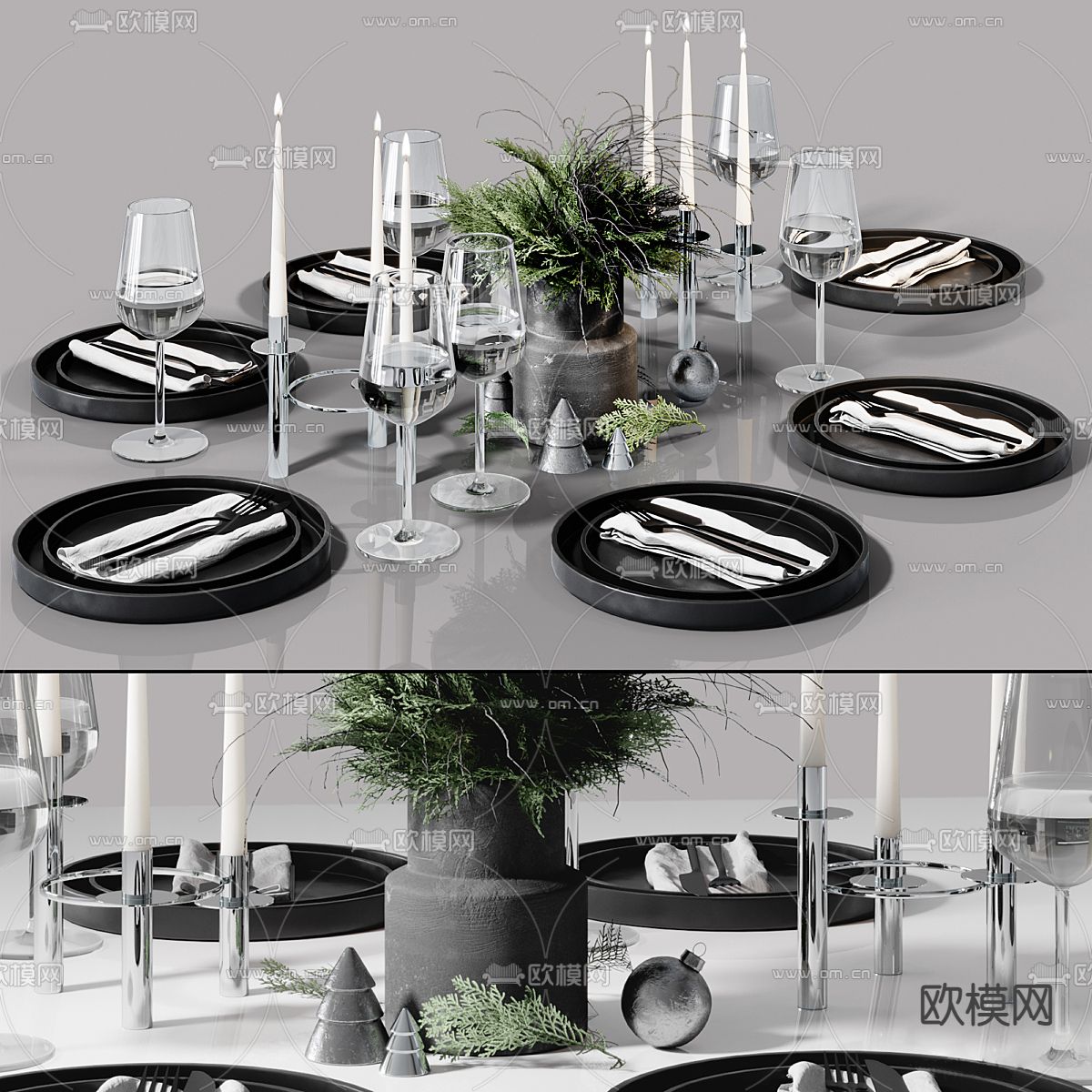 轻奢风餐具 碗碟3d模型下载