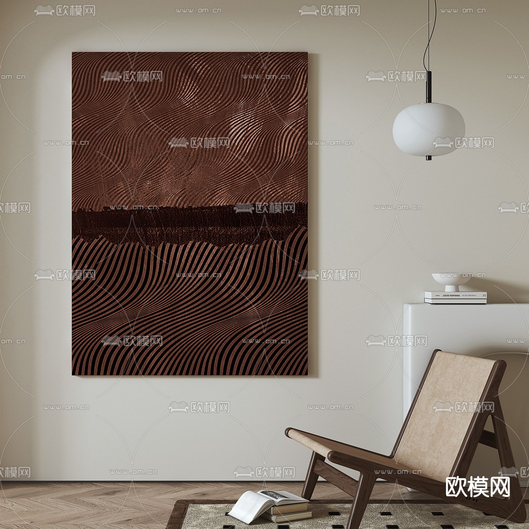 侘寂风装饰画su模型下载（渲染图1）