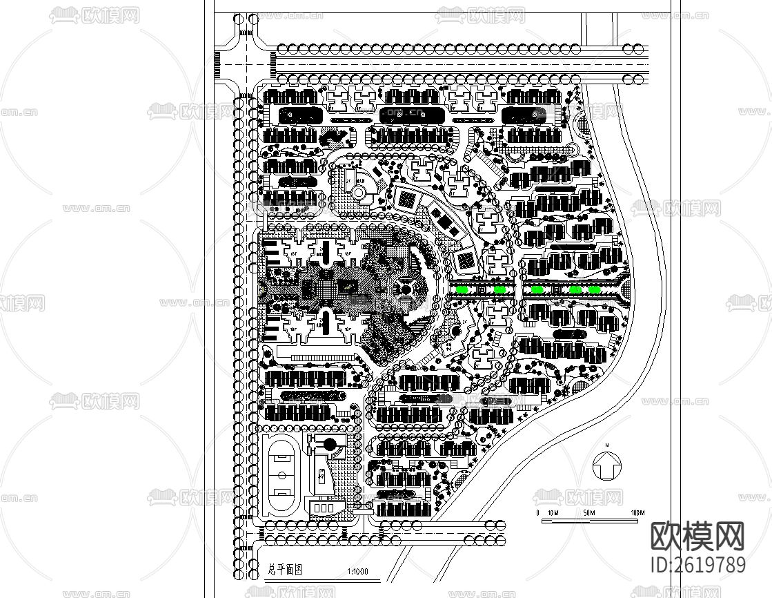某居住小区规划设计图cad施工图下载（渲染图3）