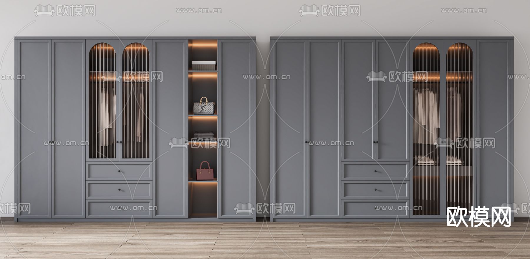 美式衣柜 衣橱3d模型下载