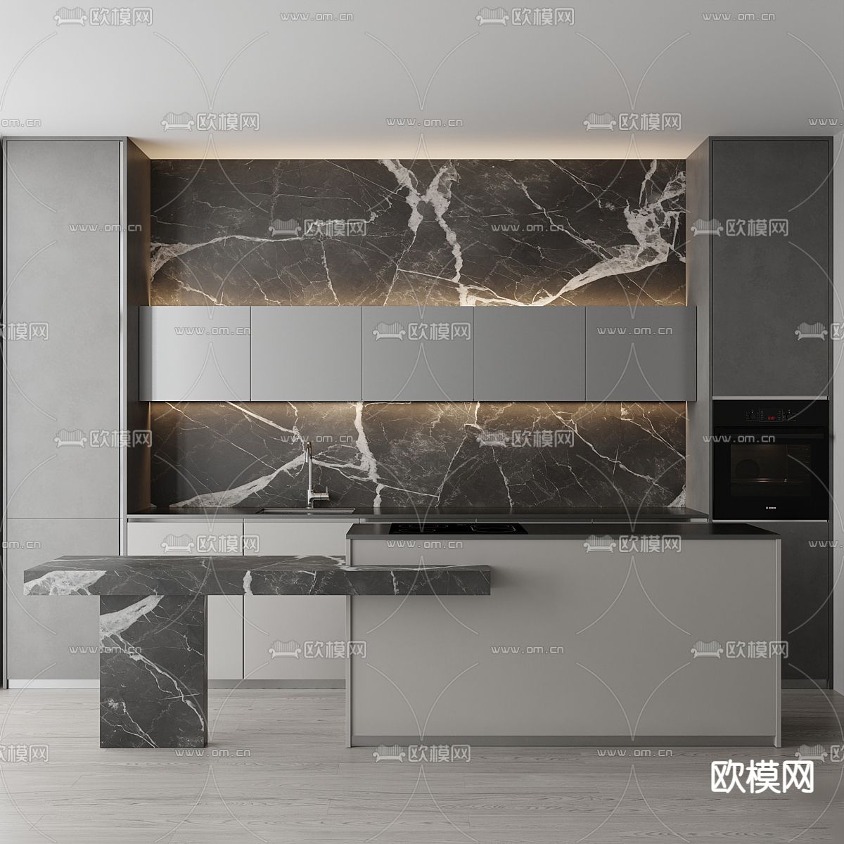 现代橱柜3d模型下载（渲染图1）