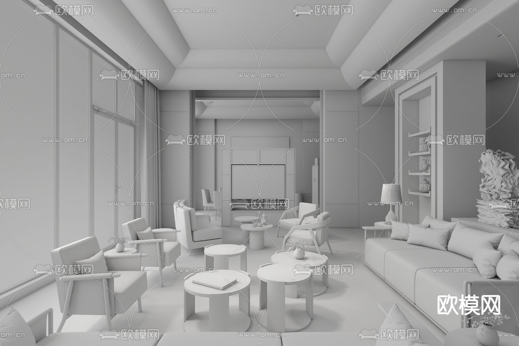 HBA设计 酒店客房3d模型下载（渲染图2）