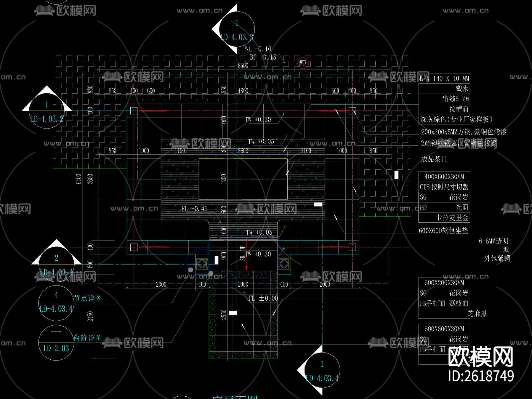 新中式廊架CAD施工图下载（渲染图4）