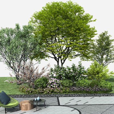  植物堆 樱花树 绿化带su模型 