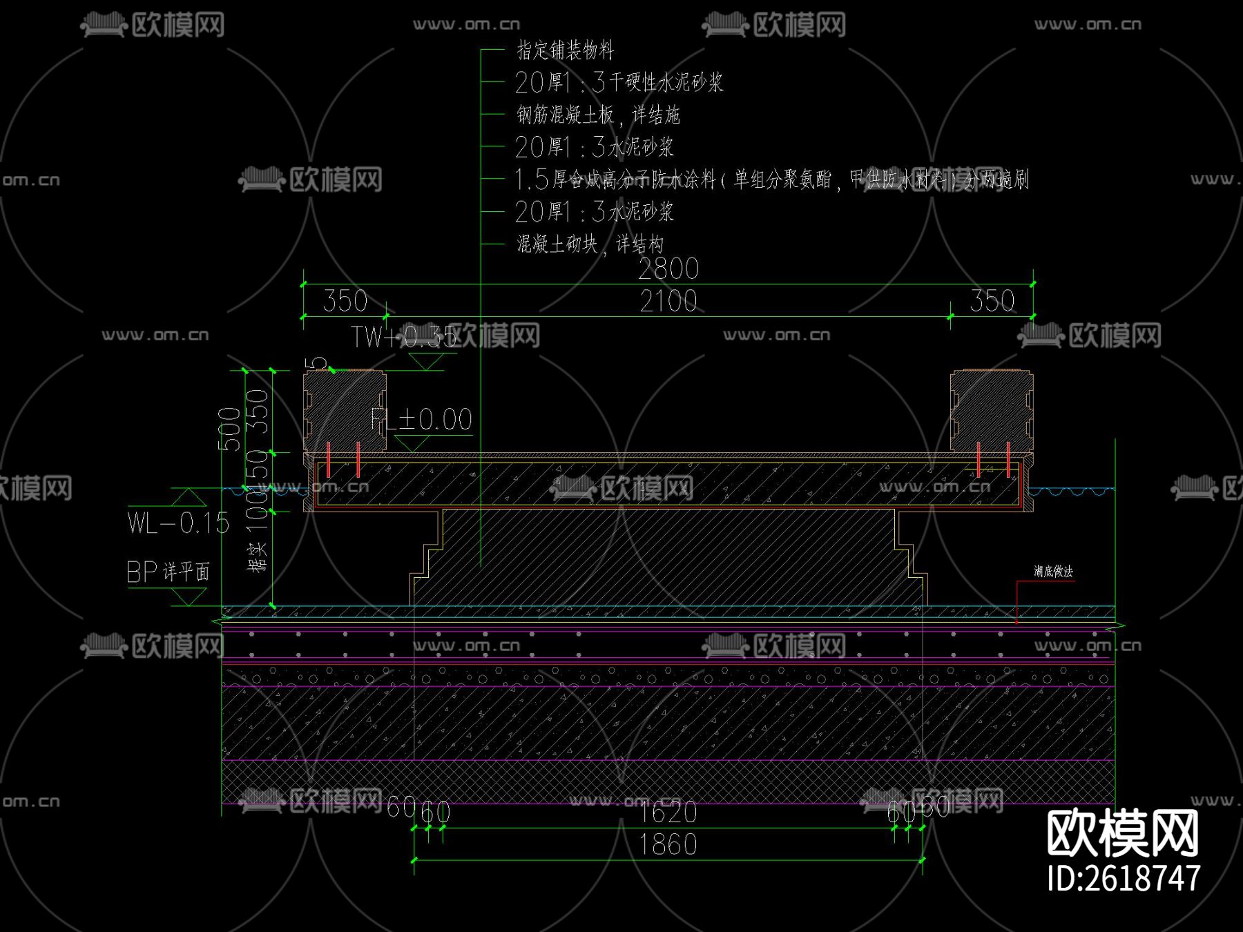 新中式国风栈桥CAD施工图下载（渲染图2）
