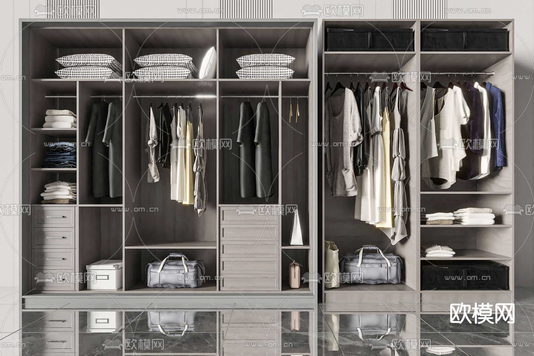 简约衣橱 衣柜3d模型下载