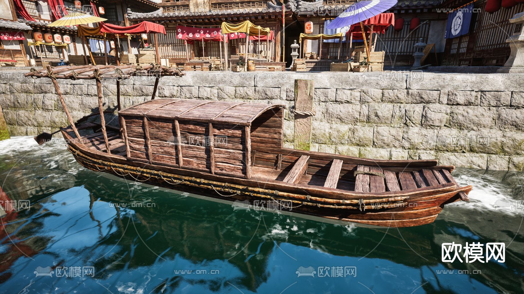 中式木船su模型下载（渲染图1）