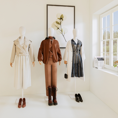  现代服装模特su模型 