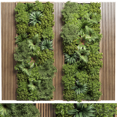  现代植物墙su模型 